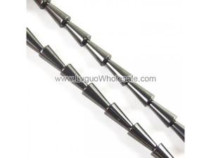 Non magnetic Hematite Beads, Cone, black, Grade A, 8x16mm, Hole:Approx 1.2mm, Length:15.5 Inch, 25PCs/Strand, Sold By Strand